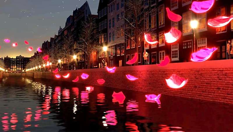 Light Installations Illuminate Amsterdam's Canals After Dark